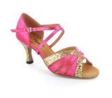 Pink satin & gold sparkle Sandal  fls1668-3