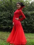 Red Polyester & Gauze one-piece dress  TBHB-801801