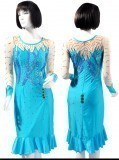 Aqua Blue lycra &Lycra Dress  SZ-HYJ-L169