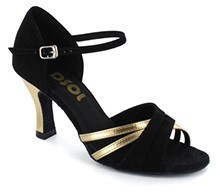 Black Nubuck & gold patent Sandal  LS160205
