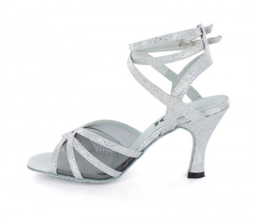 Silver Glitter & Black Mesh Sandal  LS164511