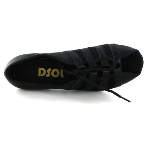 Black leather & net with suede sole Sandal  LS172501