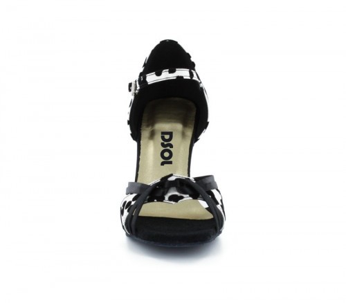 Black & white satin with Suede sole Sandal  LS172608