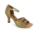 Gold Sparkle Sandal with Width-Adjusted Buckle LS162008