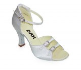 Silver White Satin Sandal with Width-Adjusted Buckle LS162009