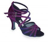 Purple Sparkle & Black Mesh Satin Sandal  LS162102