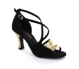 Black Nubuck & Gold Patent Sandal  LS165109