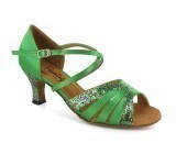Green satin & bluish sparkle Sandal  fls1668-5