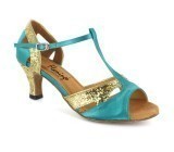 Blue Satin & Gold Sparkle Sandal  fls1707-6