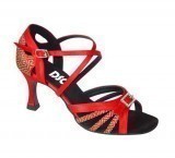 Red Satin Sandal with Width-Adjusted Buckle LS172806