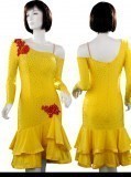 Yellow lycra &Lycra Dress  SZ-HYJ-L204