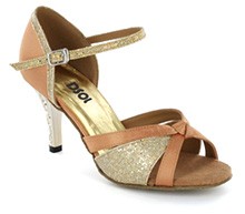 Tan satin & gold sparkle with suede sole Sandal  LS174805