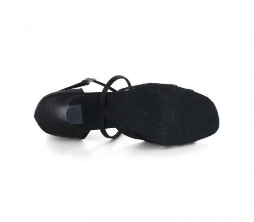 Black Satin & black Mesh Sandal  LS160111