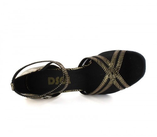 Black / Gold Patent Leather & Mesh Sandal  LS160320