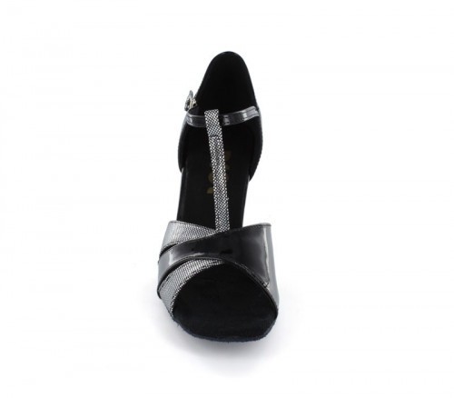 Black Patent & Silve Sparkle Sandal  LS160802