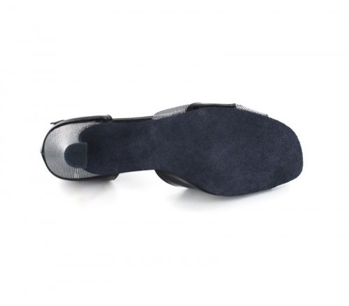 Black Patent & Silve Sparkle Sandal  LS160802