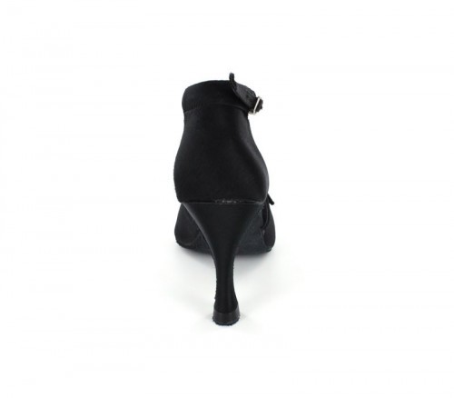 Black Satin Sandal with Width-Adjusted Buckle LS162001-1