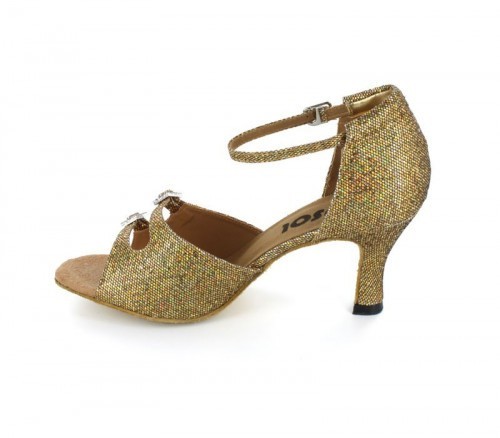 Gold Sparkle Sandal with Width-Adjusted Buckle LS162008