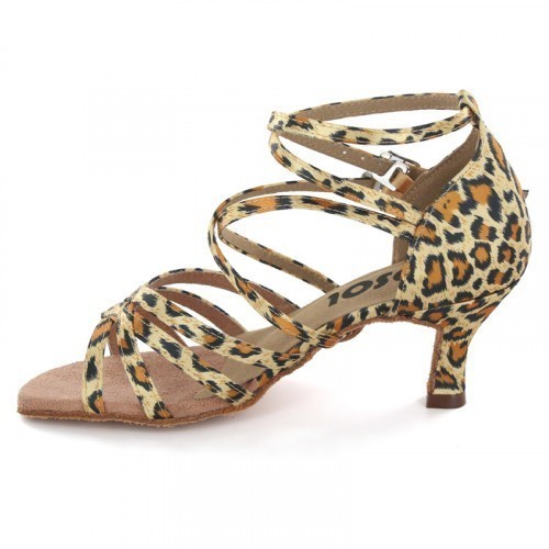 Leopard-fur Pattern Satin Sandal  LS162101