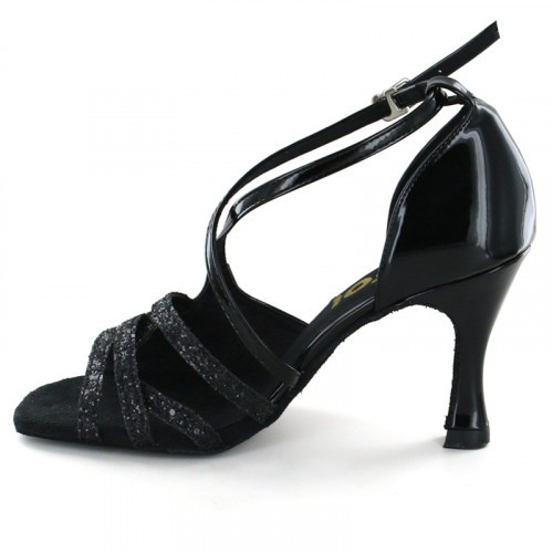 Black Patent Glitter Sandal  LS165103