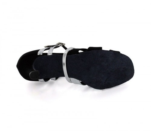 Black Nubuck & Silver Patent Sandal  LS165805