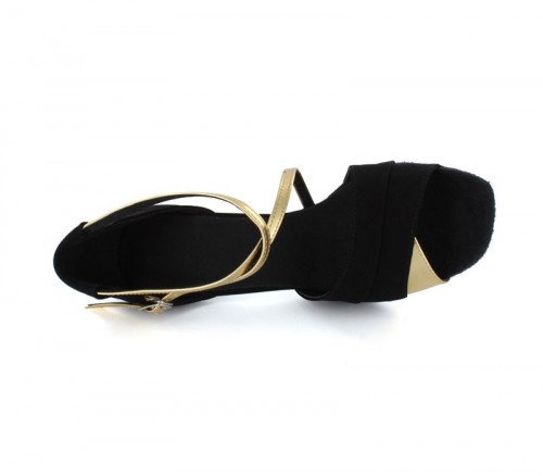Black Nubuck & Gold Patent Sandal  LS165902
