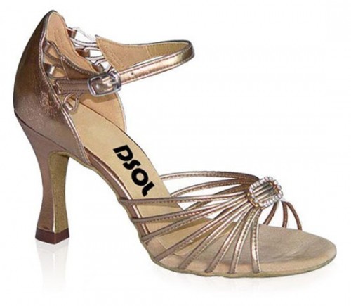 Bronze Patent Sandal with Width-Adjusted Buckle LS167104F