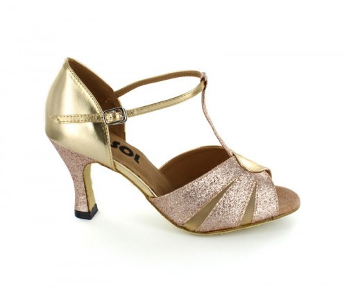 Gold Glitter & Flesh Mesh Sandal  LS167404