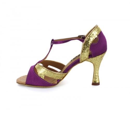 Purple Satin with Gold glitters Sandal  LS170701