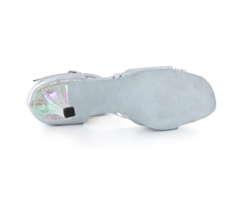 Silver satin & silver sparkle with suede sole Sandal  LS174104