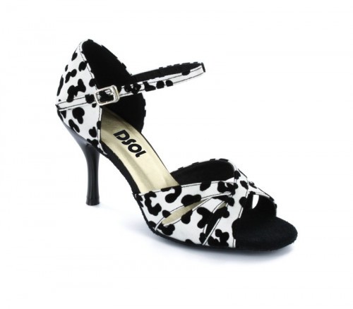 Black & white satin with Suede sole Sandal  LS174301