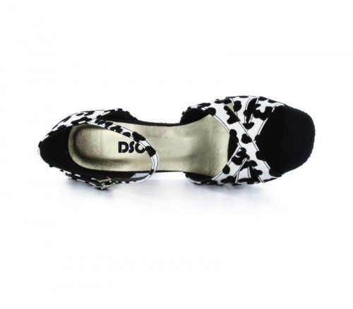 Black & white satin with Suede sole Sandal  LS174301