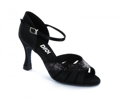 Black Satin & sparkle Sandal  LS174501