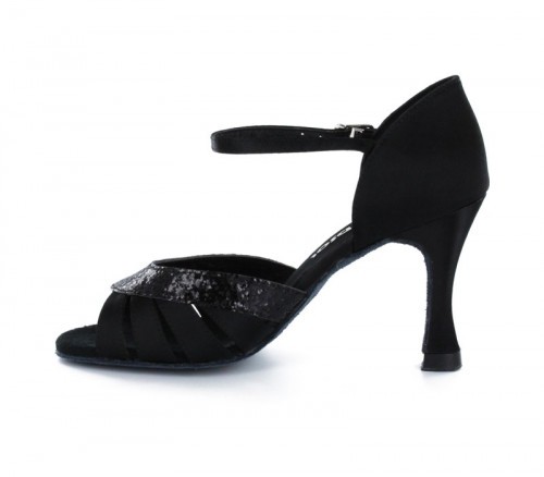 Black Satin & sparkle Sandal  LS174501