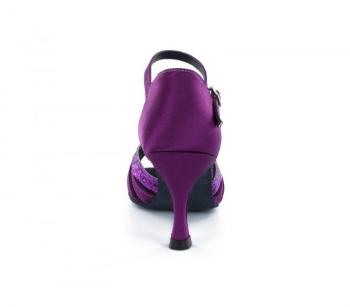 Dark purple satin & sparkle with suede sole Sandal  LS174503