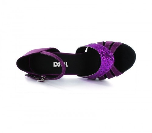Dark purple satin & sparkle with suede sole Sandal  LS174503