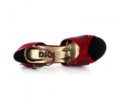 Red velvet with dark red patent strap Sandal  LS174802