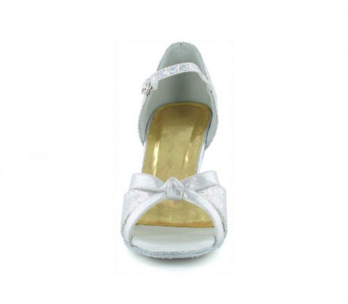 Silver satin & silver sparkle with suede sole Sandal  LS174804