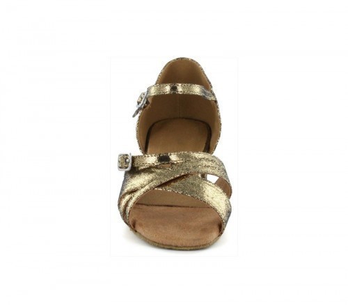 Gold Patent Sandal with Width-Adjusted Buckle LS175007