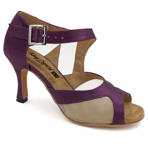 Purple Satin & Mesh Sandal adls288901