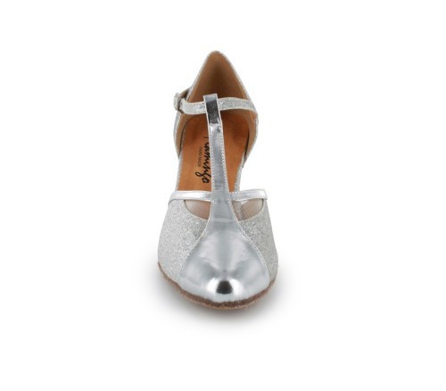 Silver leather & sparkle Pump  flp362-1