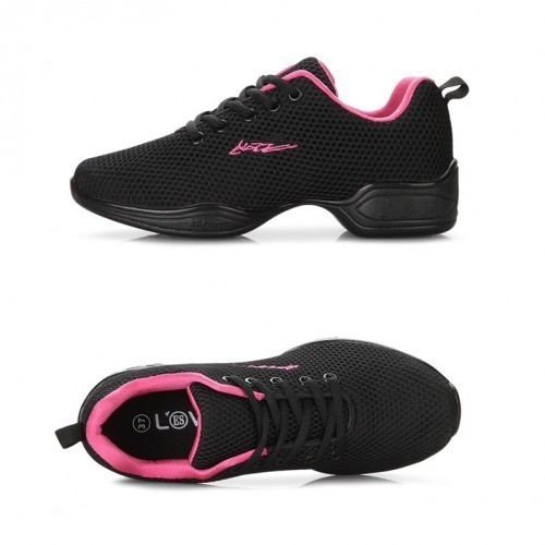 Black Net & Rose Cushion Dance Sneaker DS669101