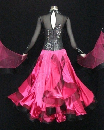 Black Lace &Hot Pink Silk Fabric Dress  SZ-HYJ-B1099