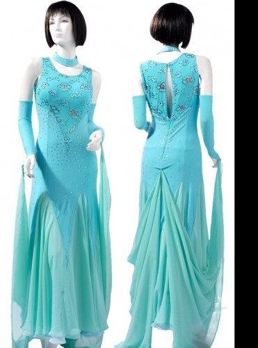 Blue Lycra & Chiffon Dress  SZ-HYJ-B141