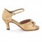 Tan Satin Sandal with Width-Adjusted Buckle LS161902