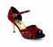 Red velvet with dark red patent strap Sandal  LS174802